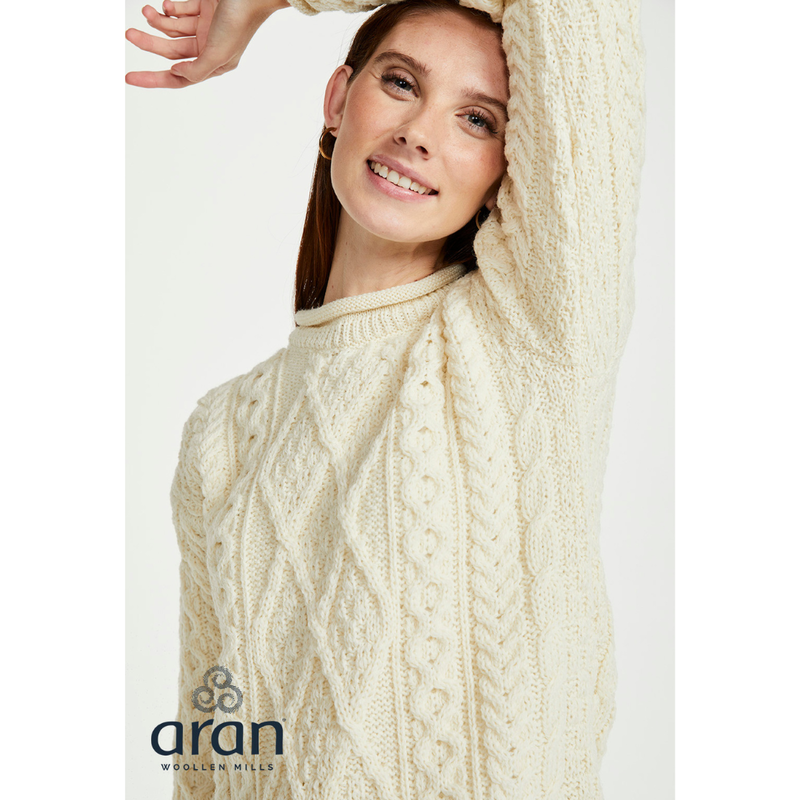 Unisex Roll Neck Aran Crew